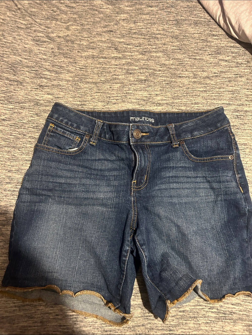 Maurices Blue Boyfriend Denim Shorts with Scalloped Hem